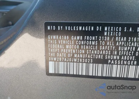 2018 Volkswagen Jetta 1.4T S из США, поврежденный, VIN 3VW2B7AJ0JM263023